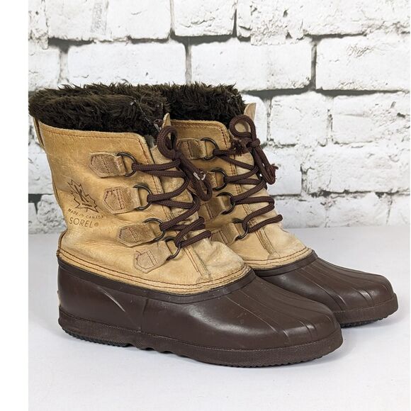 VINTAGE SOREL Women's Kaufman Lined Water Repellant Snow Duck Boots Size 9 - Picture 1 of 9